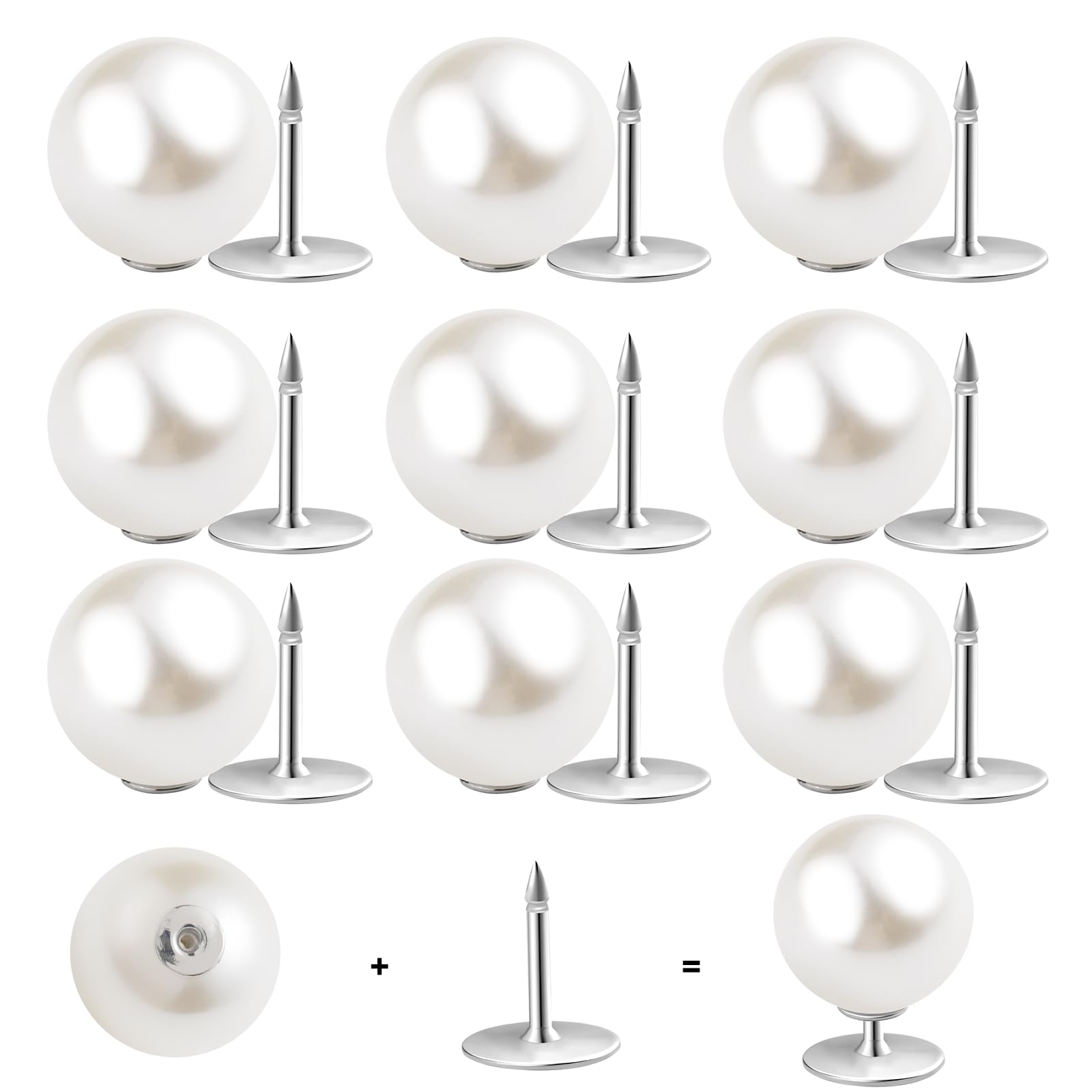 ZLMCUJE 10 Sets Big 14mm No Sew Pearl Buttons Brooch 14mm/0.55inch